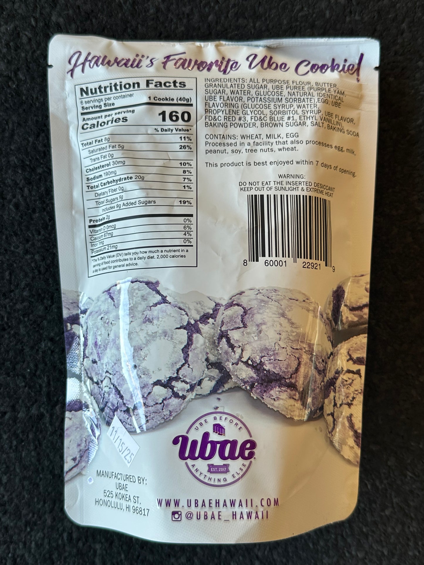 Ube Ubae Crinkle Cookies | Made in Hawaii |