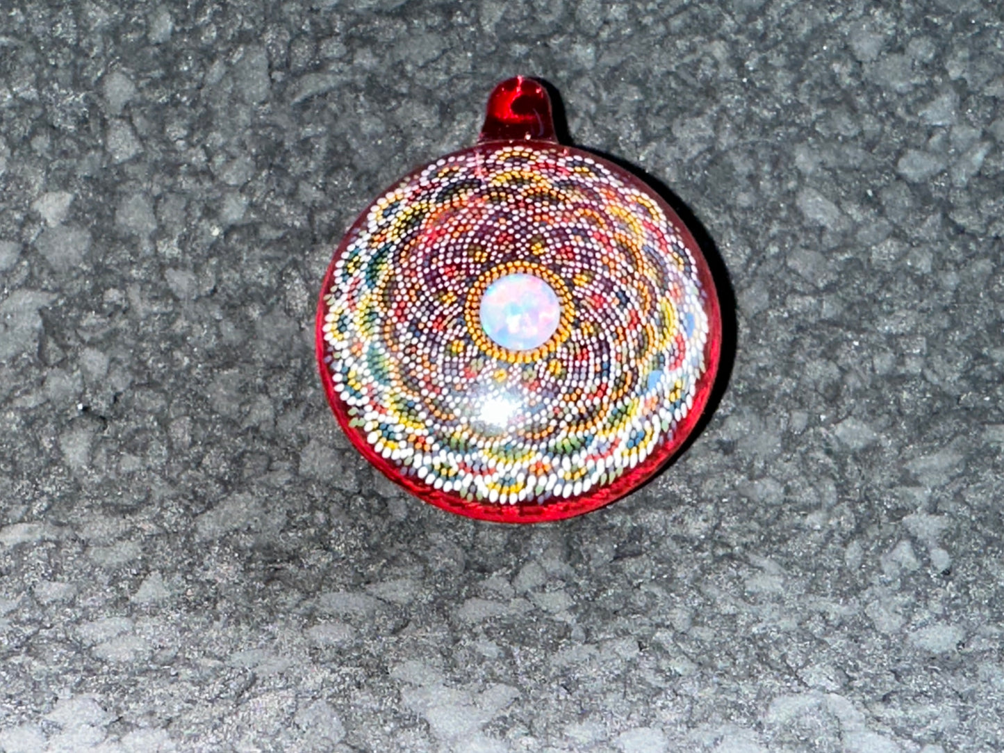 JH Glass Pendant w Opal RED